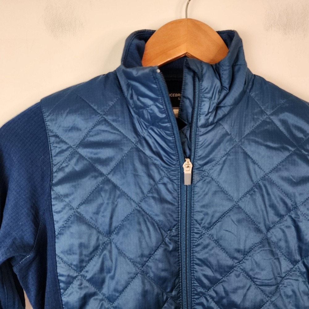 Icebreaker Merino GT Quilted Hybrid Jacket Women S Blue Thumbhole Full Zip - Picture 3 of 10